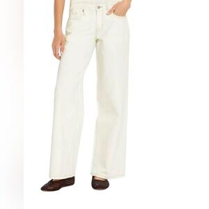 H&M Women's Wide Leg Low Waist Baggy Pants in Ecru Off White Size 12